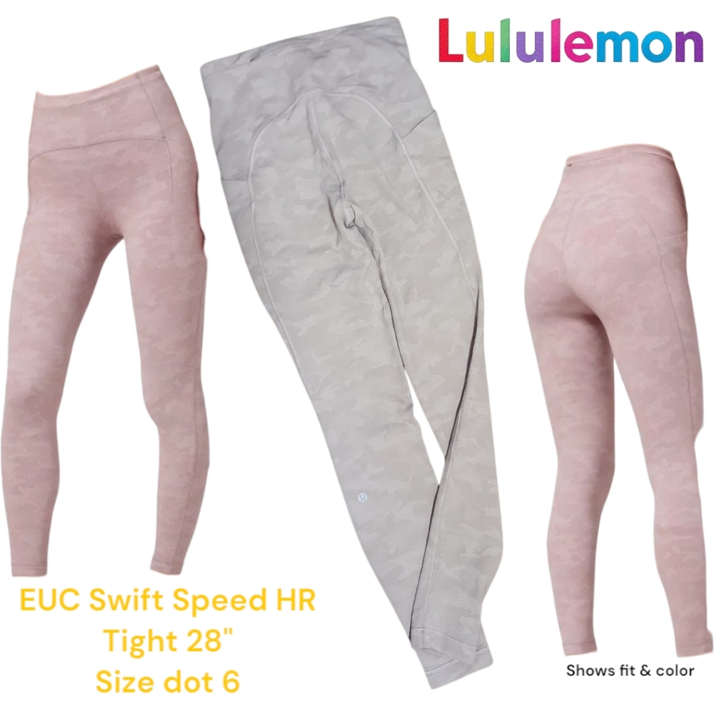 Luluemon Women's Swift Speed HR Tight 28" W5CY6S Leggings Pink Cream Blush 6